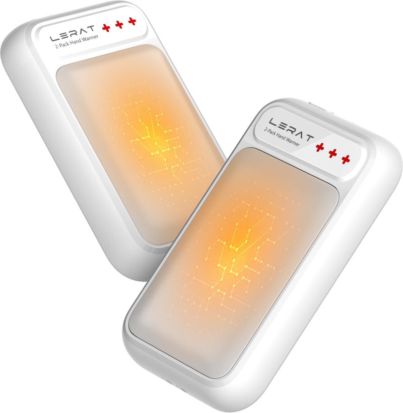 Lerat Hand Warmers Rechargeable 2 Pack, Electric Hand Warmers, Fast Heating, Portable Pocket Heater, 2 in 1 Quick Charge Hand Warmer for Outdoor Indoor, Warmer Gift for Christmas, Golf, Camping - Image 1